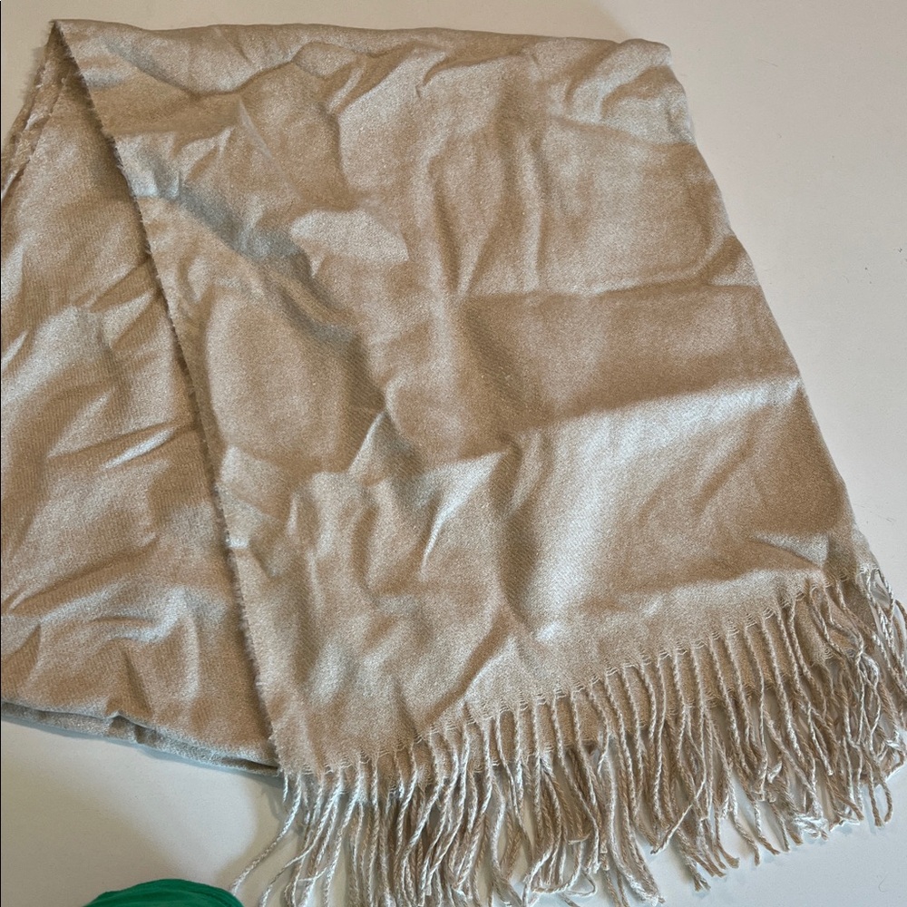 Elegant Cream Fringe Scarf